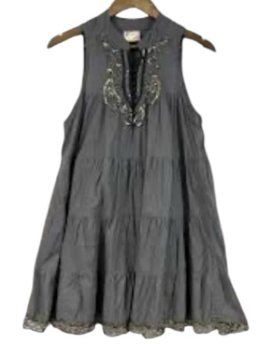 Free People “Midnight Rider" Tiered Tunic/ Mini Dress W/Tie Back VINTAGE